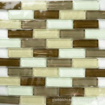 Brown Crystal Glass Mosaic Tiles, Mix Color, 300 x 300mm, 23 x 48mm Unite Size